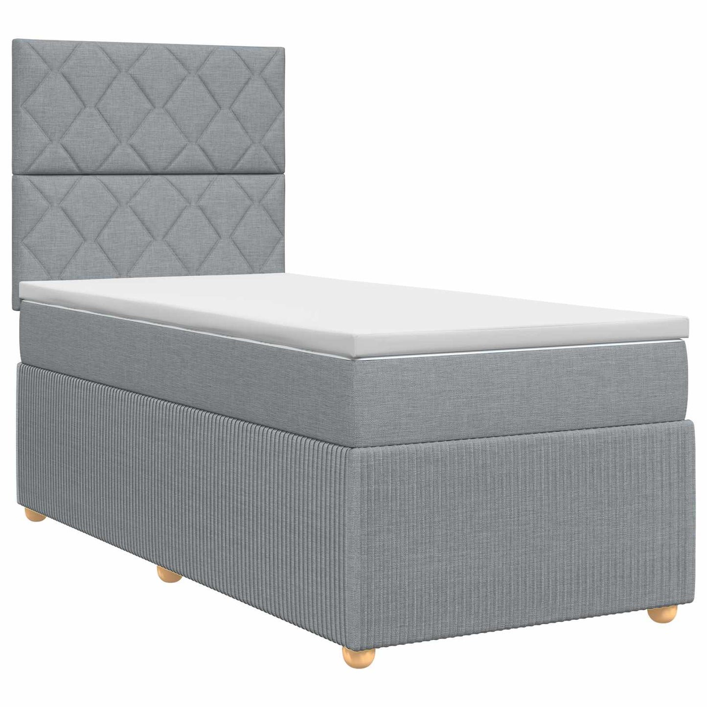 Boxspringbett mit Matratze mit Kopfteil Hellgrau Einzeln Stoff