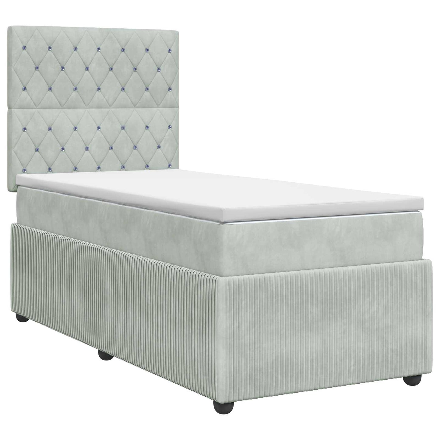 Boxspringbett mit Matratze mit Kopfteil Hellgrau Einzeln Samt