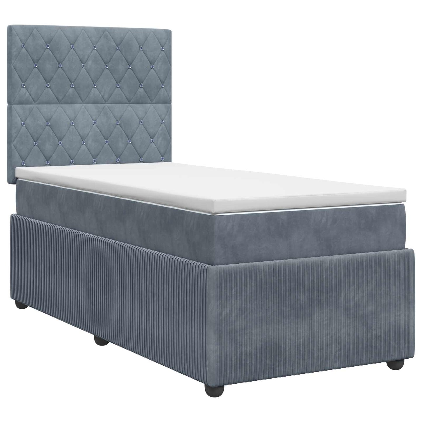 Boxspringbett mit Matratze mit Kopfteil Dunkelgrau Einzeln Samt