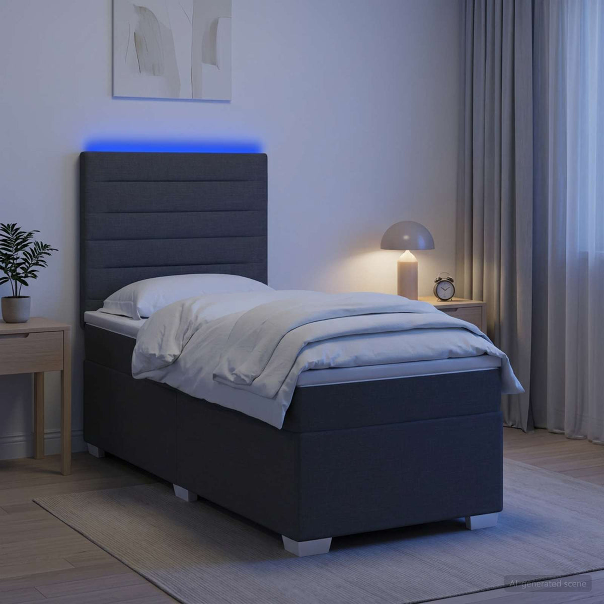 Boxspringbett mit Matratze Dunkelgrau 100 x 200 cm Stoff