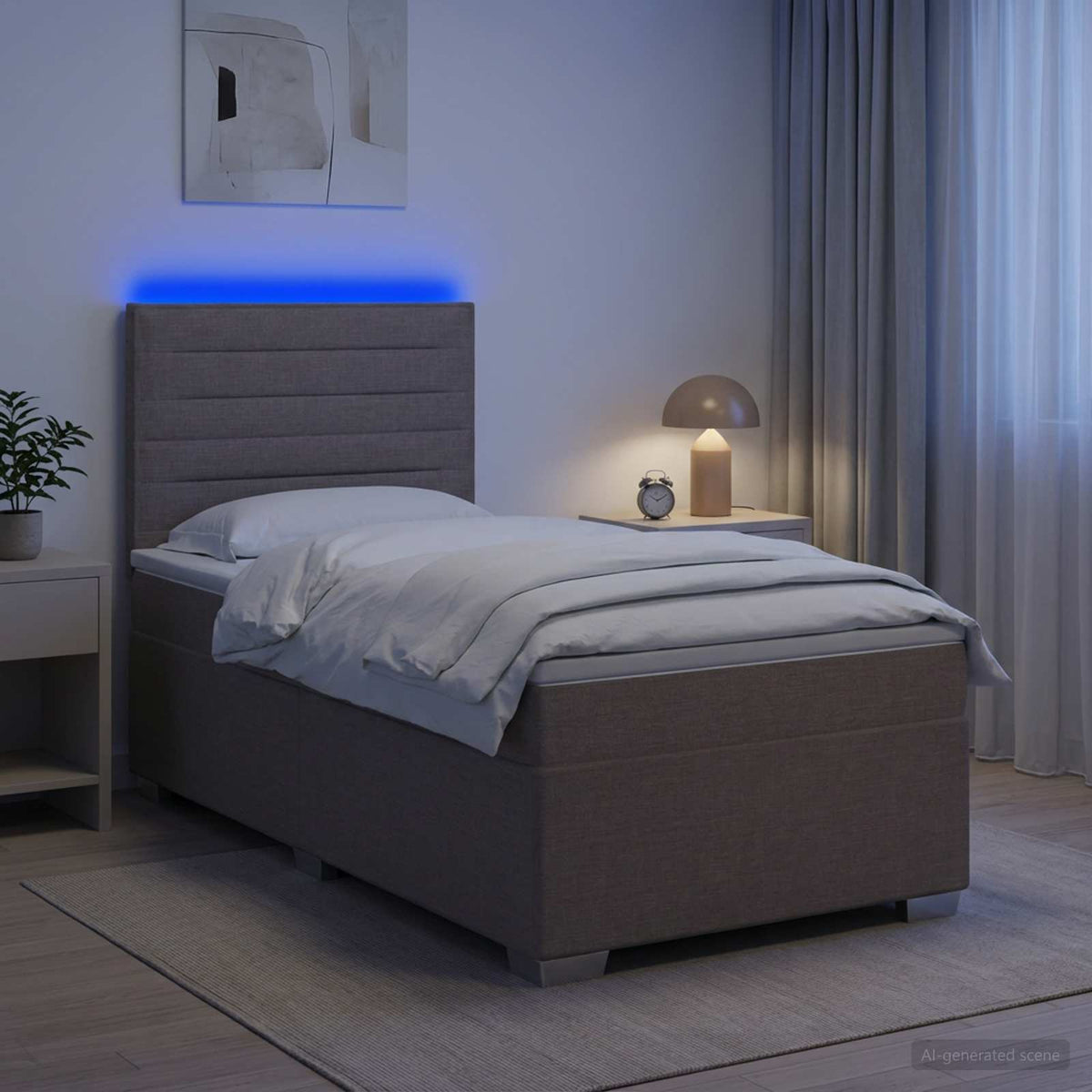 Boxspringbett mit Matratze mit Kopfteil Taupe 90 x 200 cm Stoff