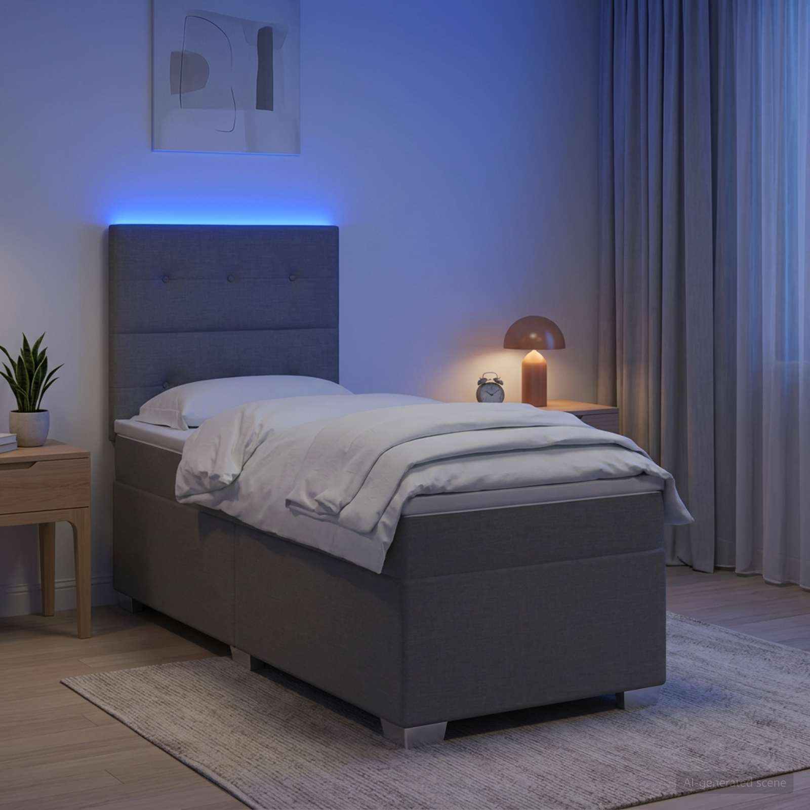 Boxspringbett mit Matratze Hellgrau 90 x 190 cm Stoff