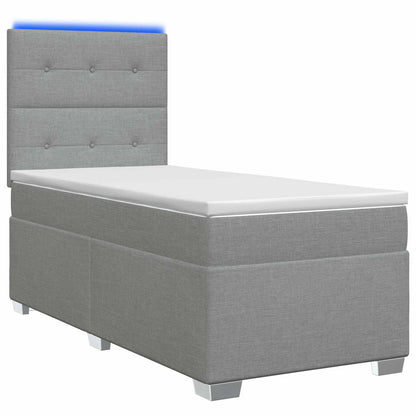 Boxspringbett mit Matratze Hellgrau 80 x 200 cm Stoff