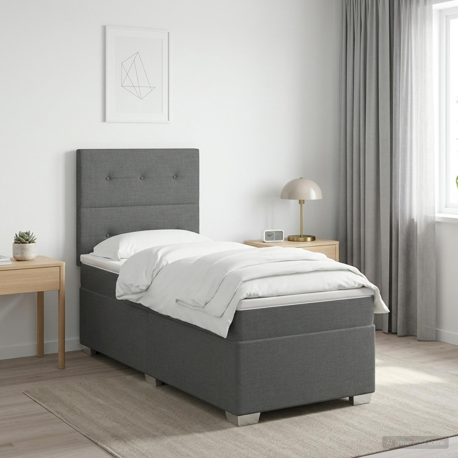 Boxspringbett mit Matratze Dunkelgrau 80 x 200 cm Stoff