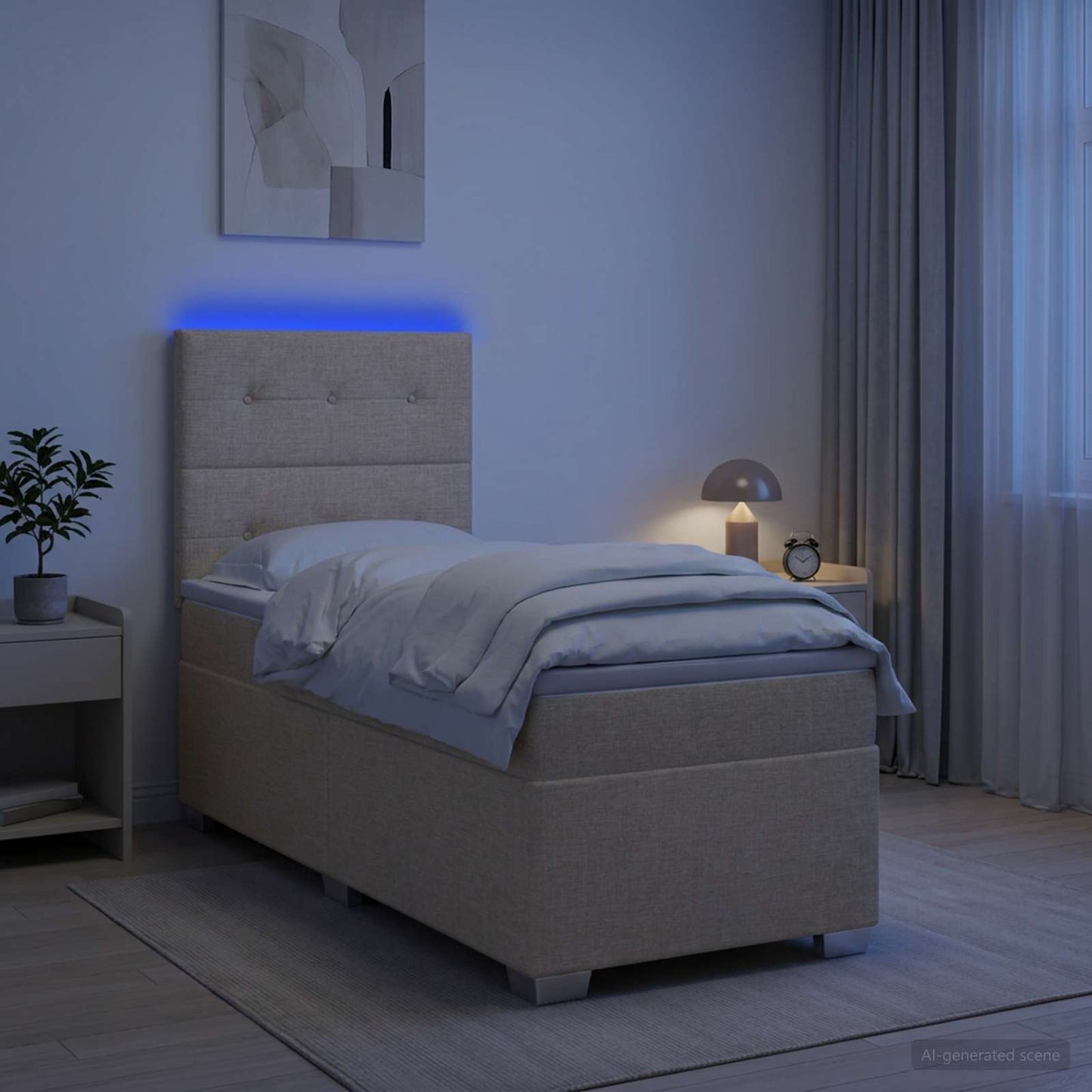 Boxspringbett mit Matratze Creme 100 x 200 cm Stoff