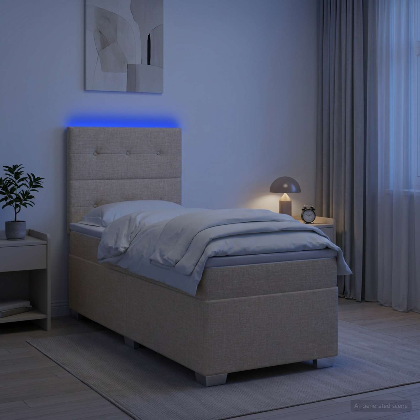 Boxspringbett mit Matratze Creme 100 x 200 cm Stoff
