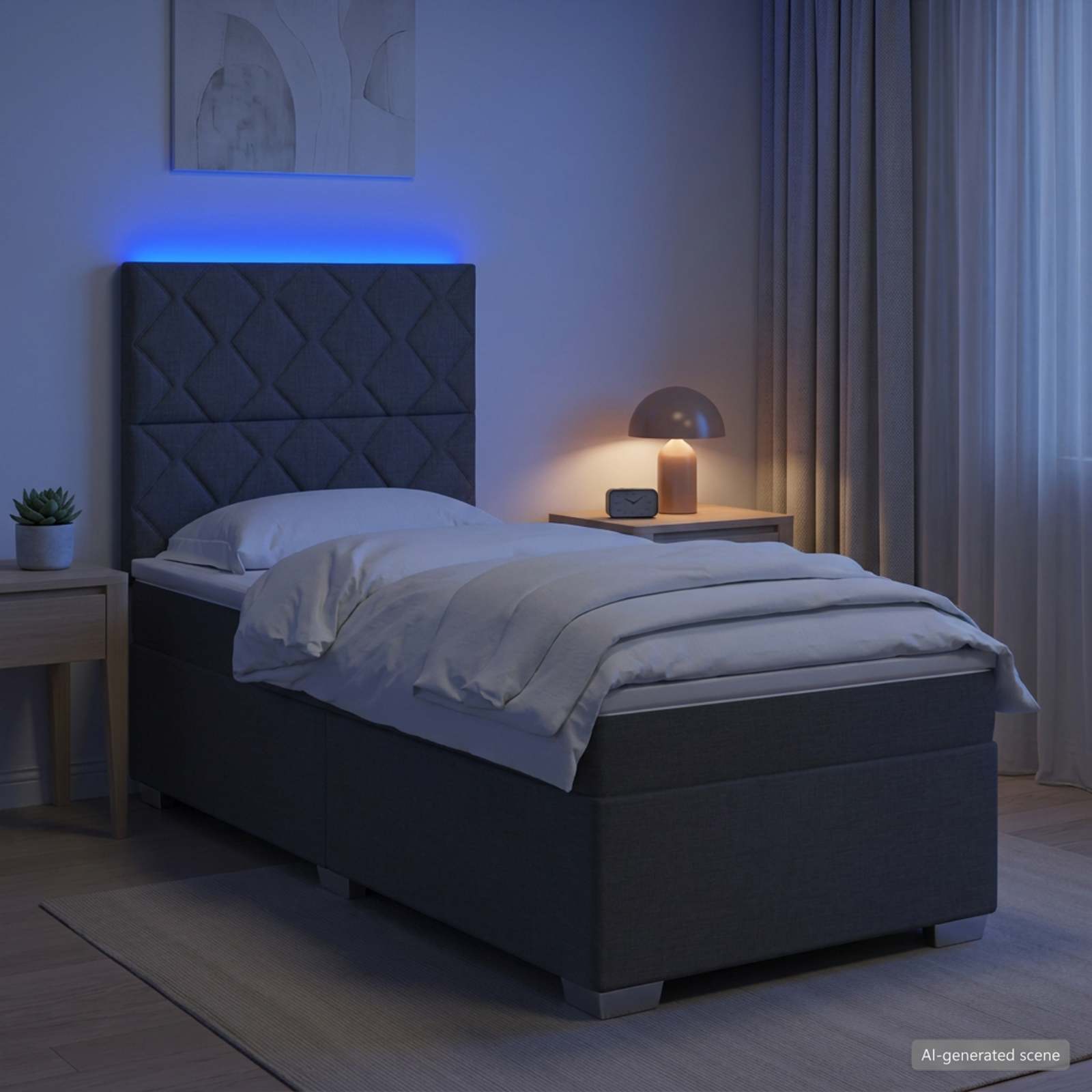 Boxspringbett mit Matratze Dunkelgrau 100 x 200 cm Stoff