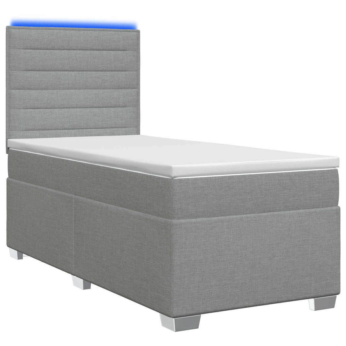 Boxspringbett mit Matratze Hellgrau 90 x 190 cm Stoff