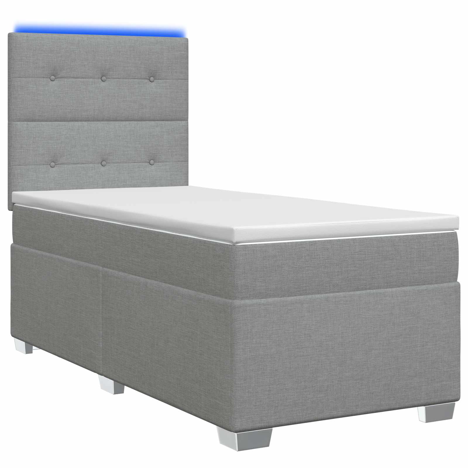 Boxspringbett mit Matratze Hellgrau 90 x 190 cm Stoff