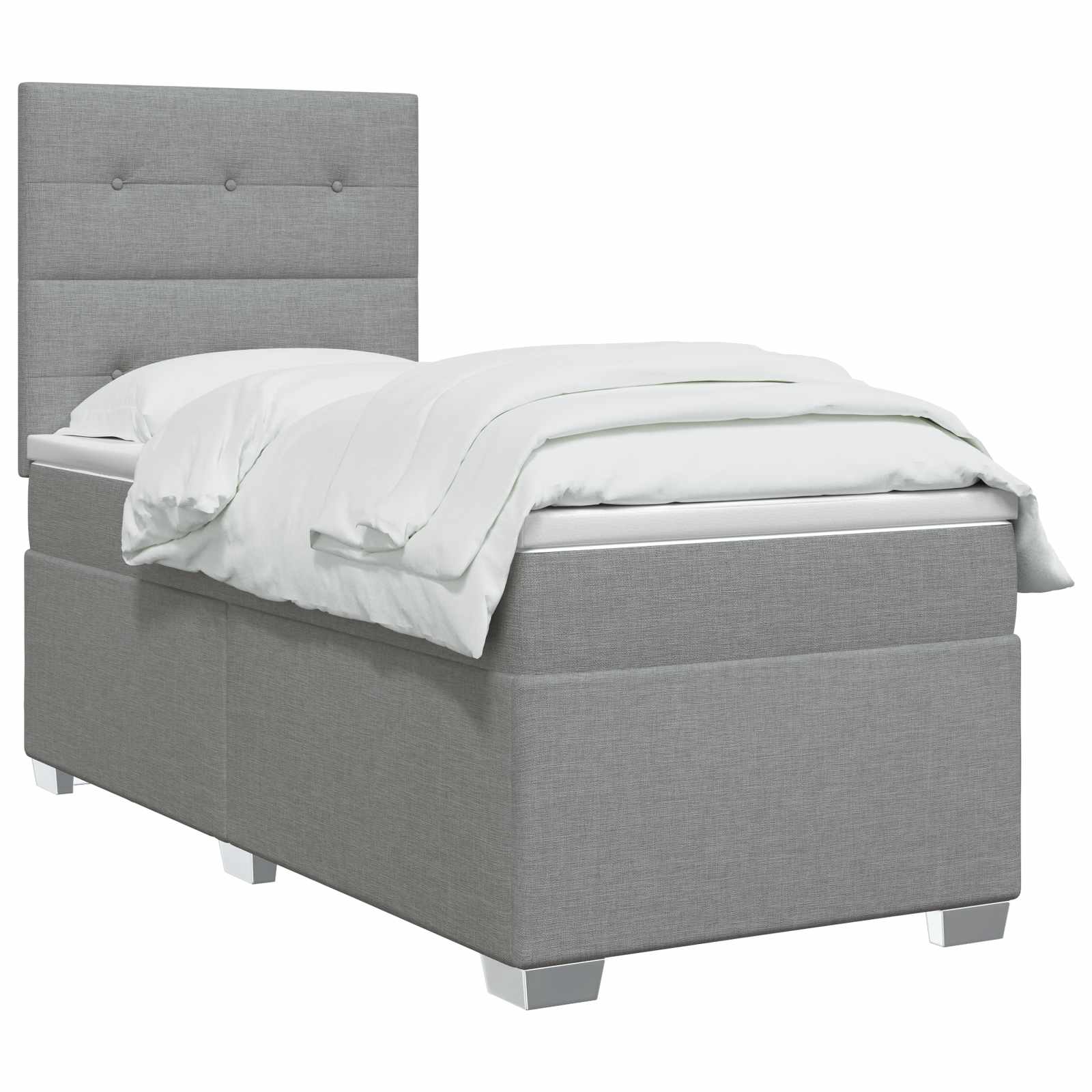 Boxspringbett mit Matratze Hellgrau 90 x 200 cm Stoff