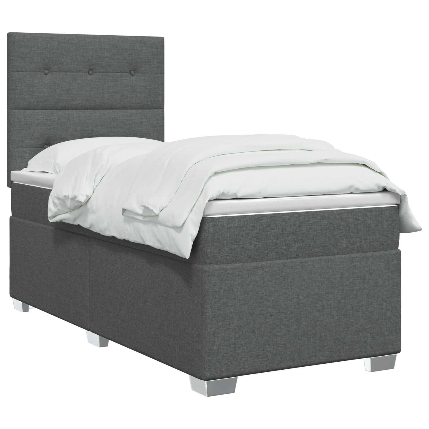 Boxspringbett mit Matratze Dunkelgrau 90 x 200 cm Stoff