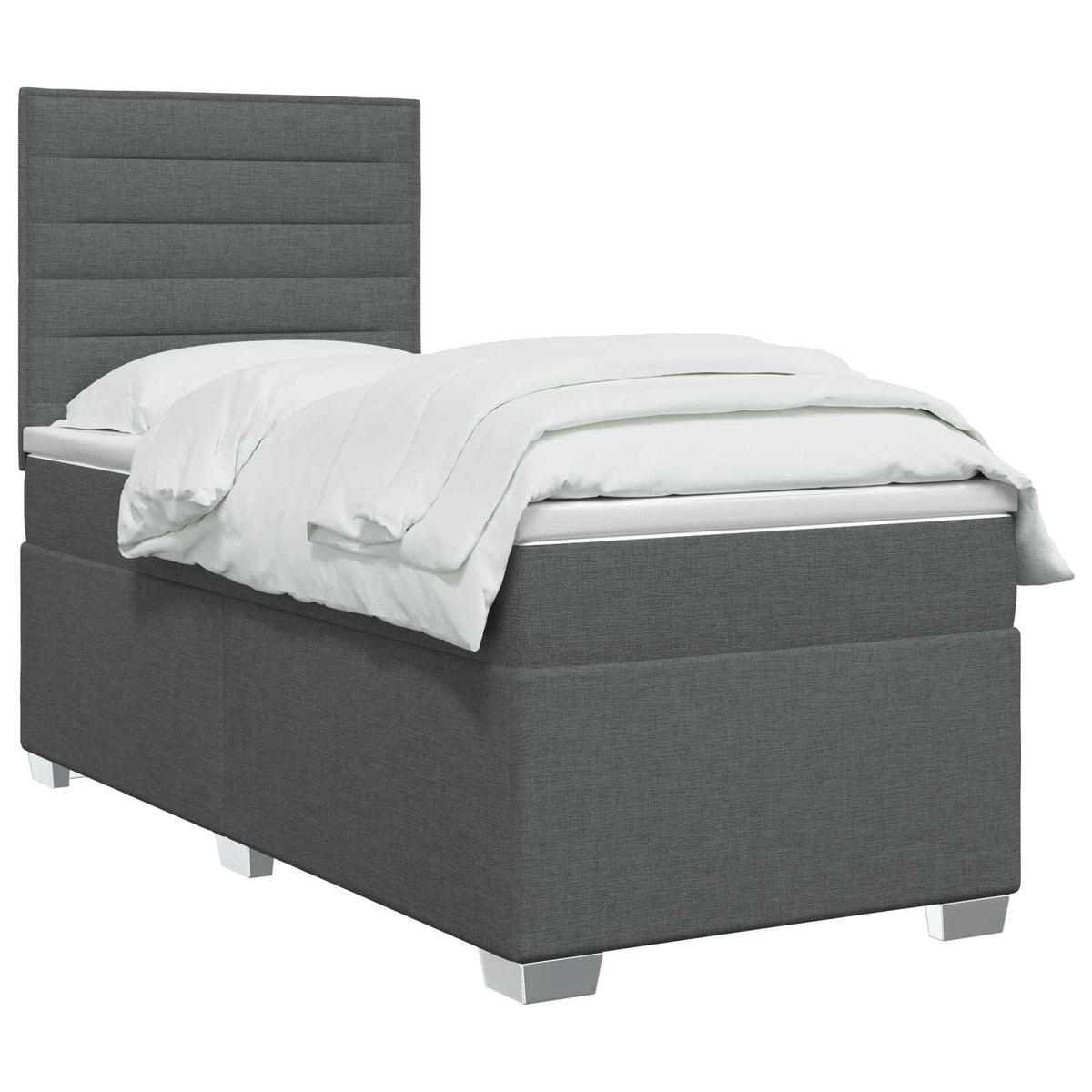 Boxspringbett mit Matratze Dunkelgrau 100 x 200 cm Stoff