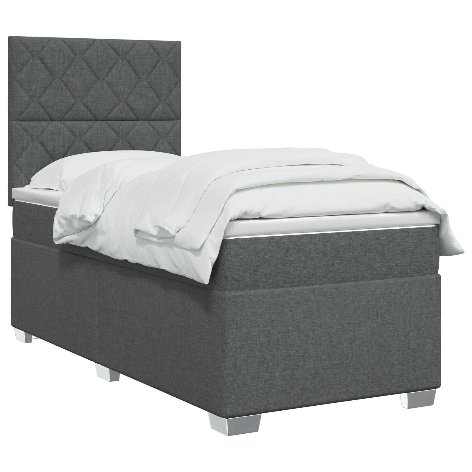 Boxspringbett mit Matratze Dunkelgrau 100 x 200 cm Stoff