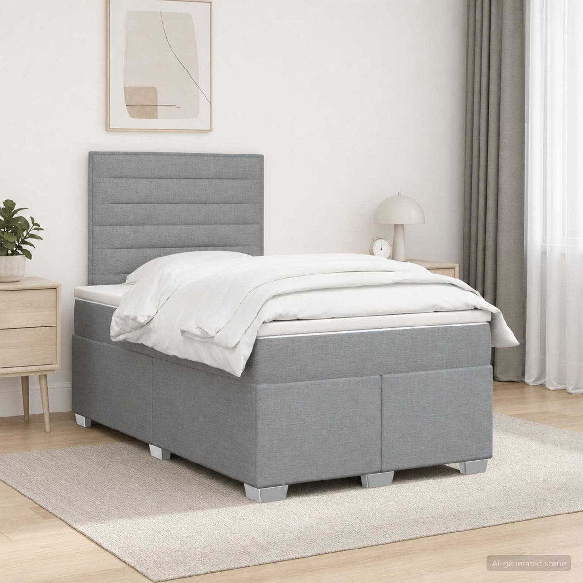 Boxspringbett mit Matratze Hellgrau 120 x 200 cm Stoff