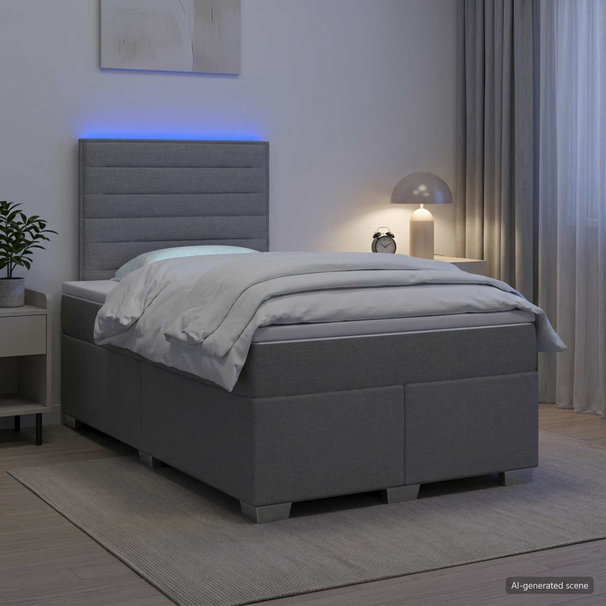 Boxspringbett mit Matratze Hellgrau 120 x 200 cm Stoff