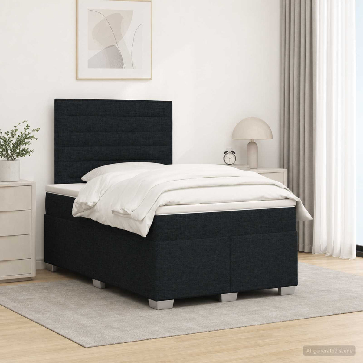 Boxspringbett mit Matratze Schwarz 120 x 200 cm Stoff