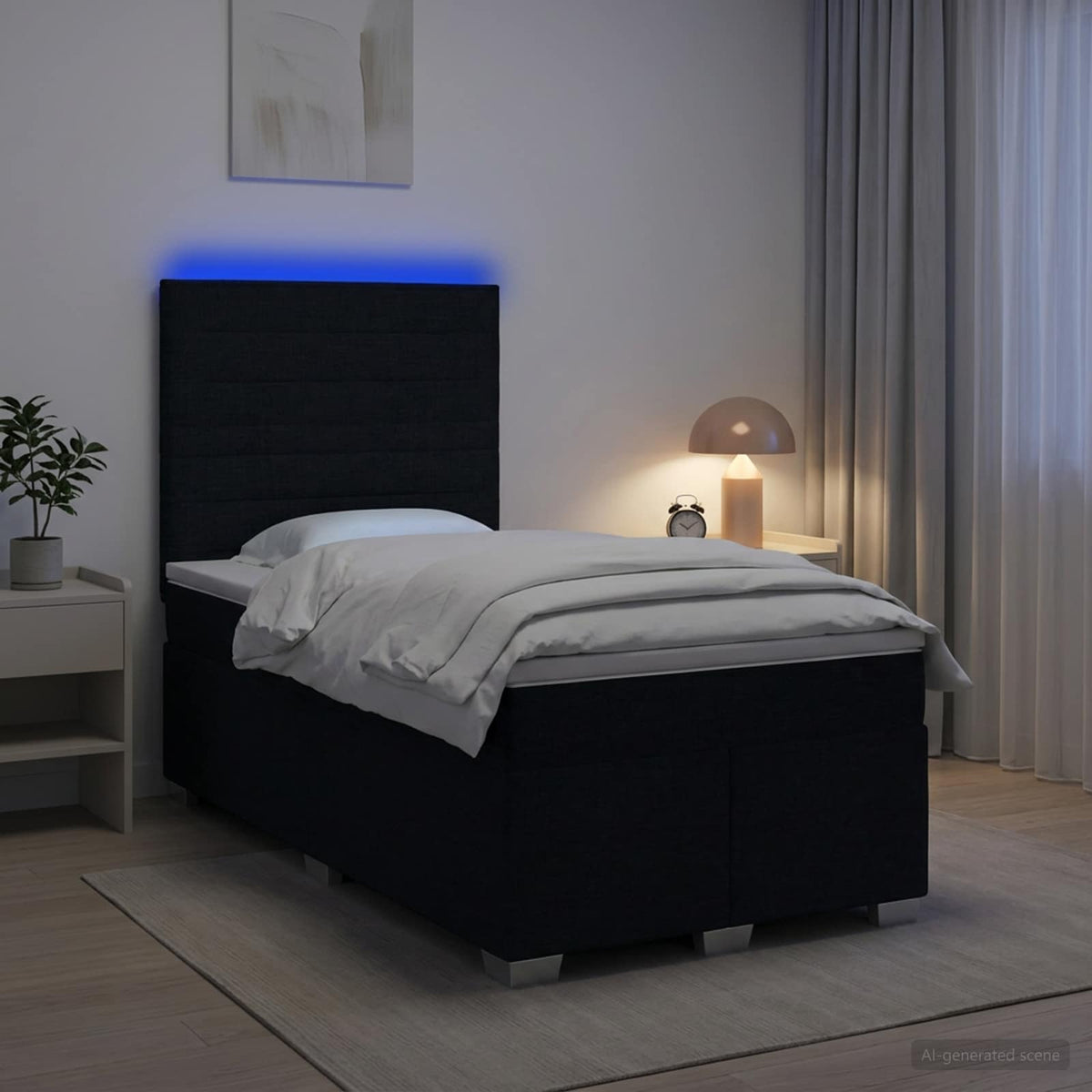 Boxspringbett mit Matratze Schwarz 120 x 200 cm Stoff