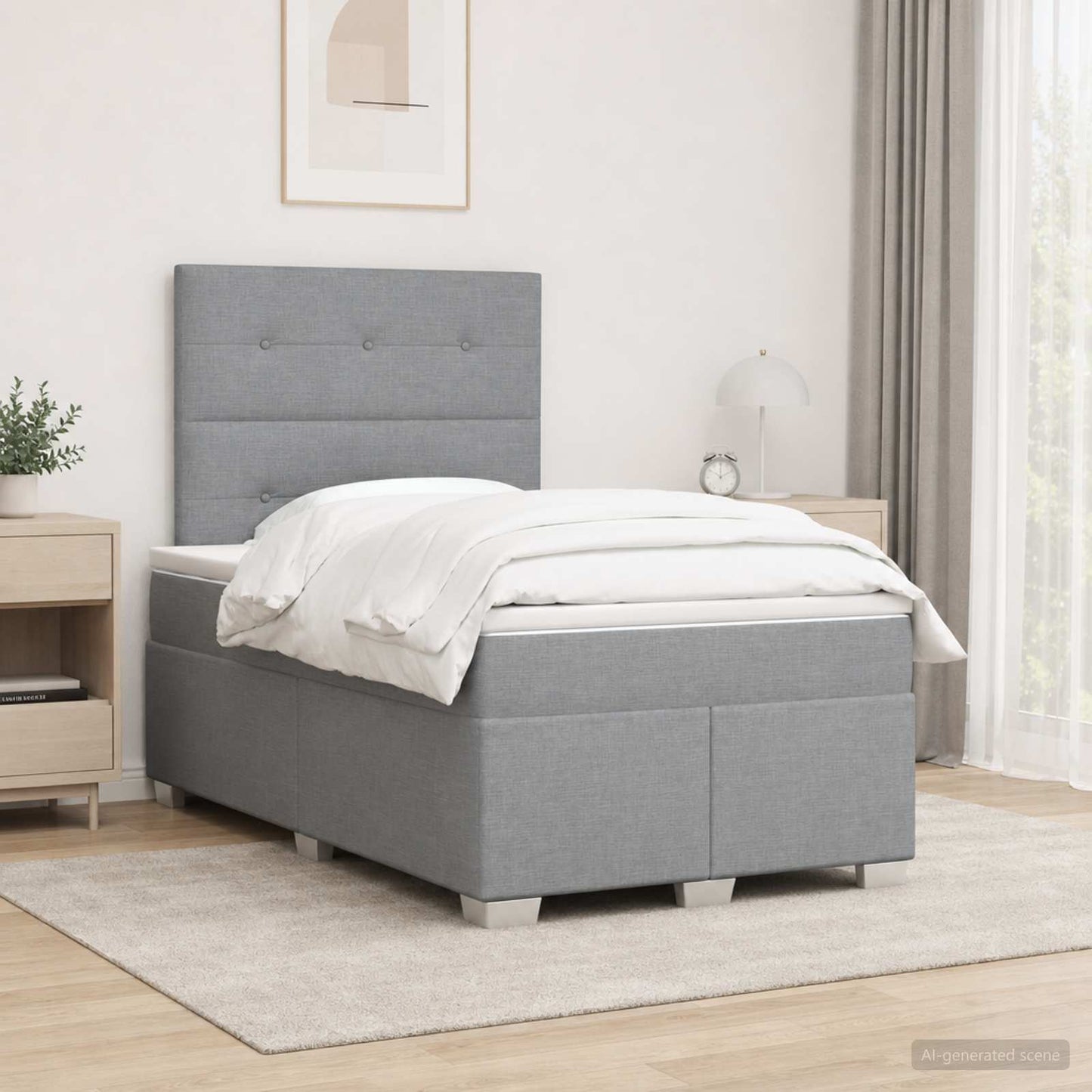 Boxspringbett mit Matratze Hellgrau 120 x 190 cm Stoff