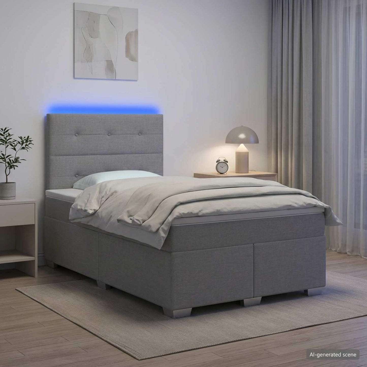 Boxspringbett mit Matratze Hellgrau 120 x 190 cm Stoff