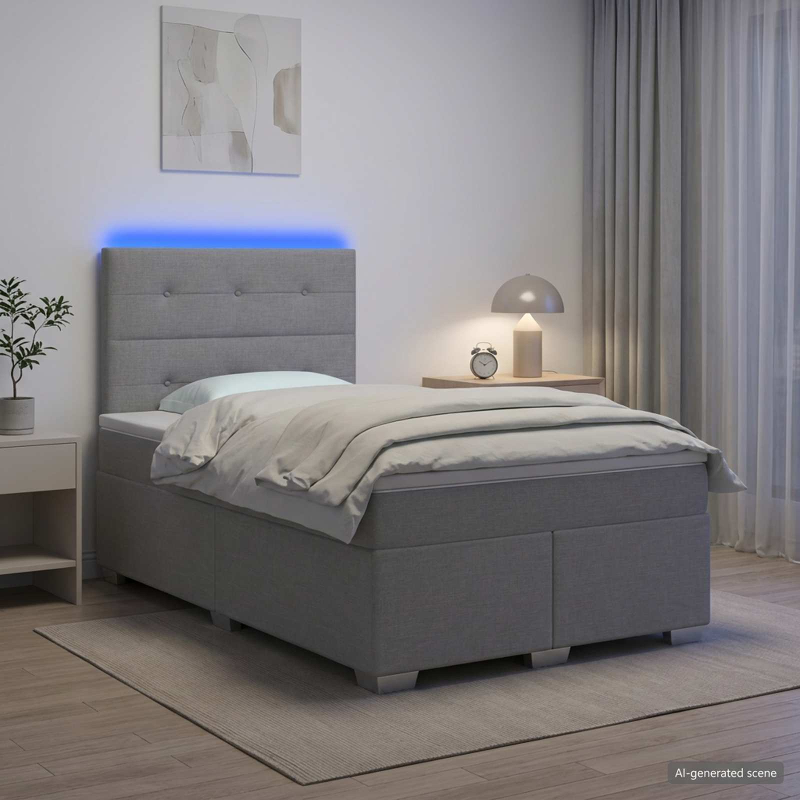 Boxspringbett mit Matratze Hellgrau 120 x 190 cm Stoff