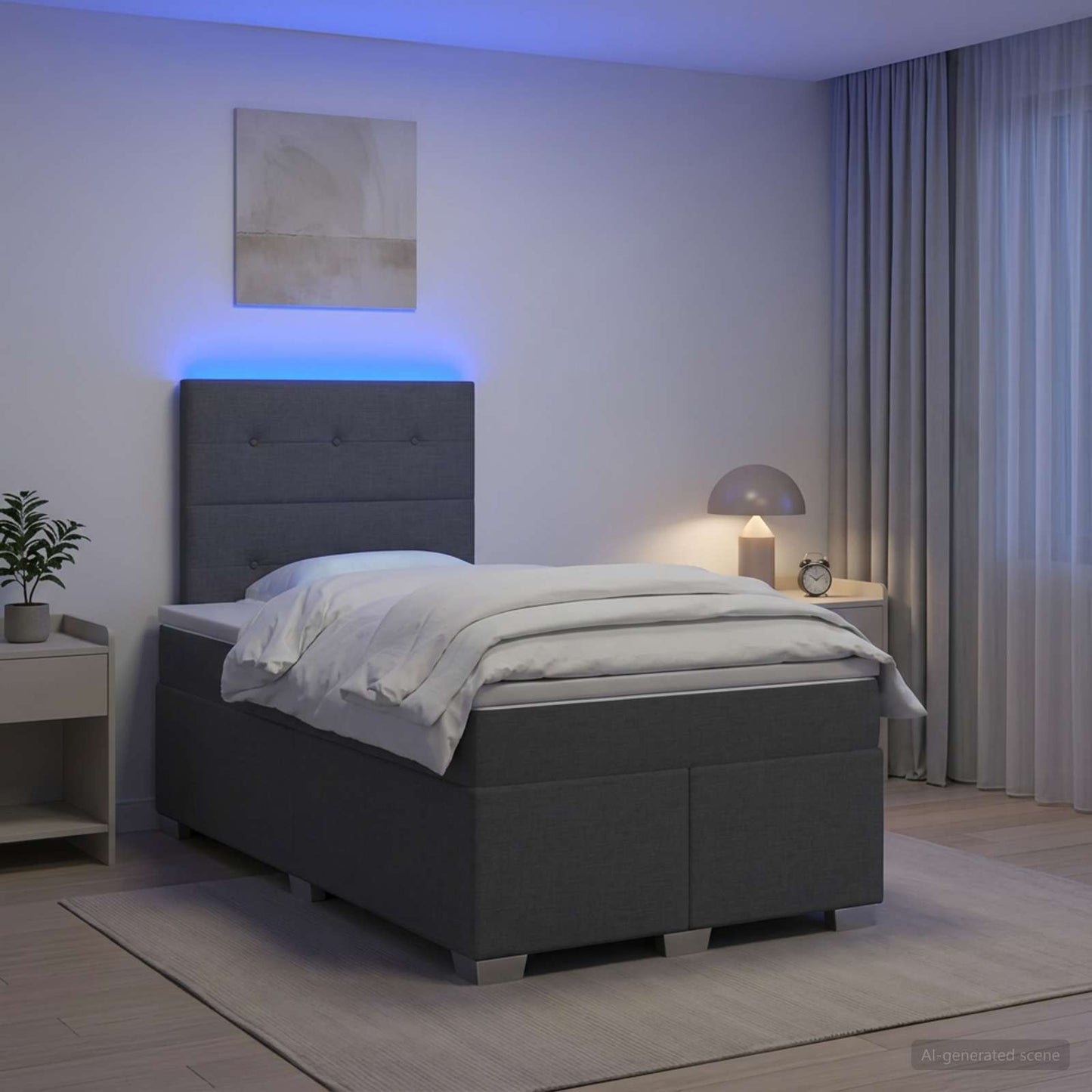 Boxspringbett mit Matratze Dunkelgrau 120 x 190 cm Stoff