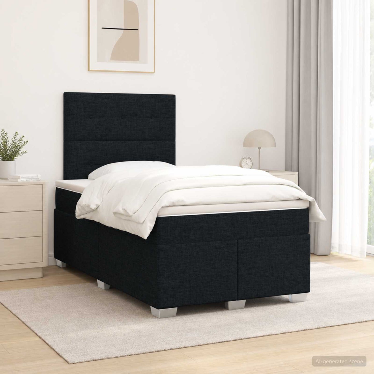 Boxspringbett mit Matratze Schwarz 120 x 200 cm Stoff