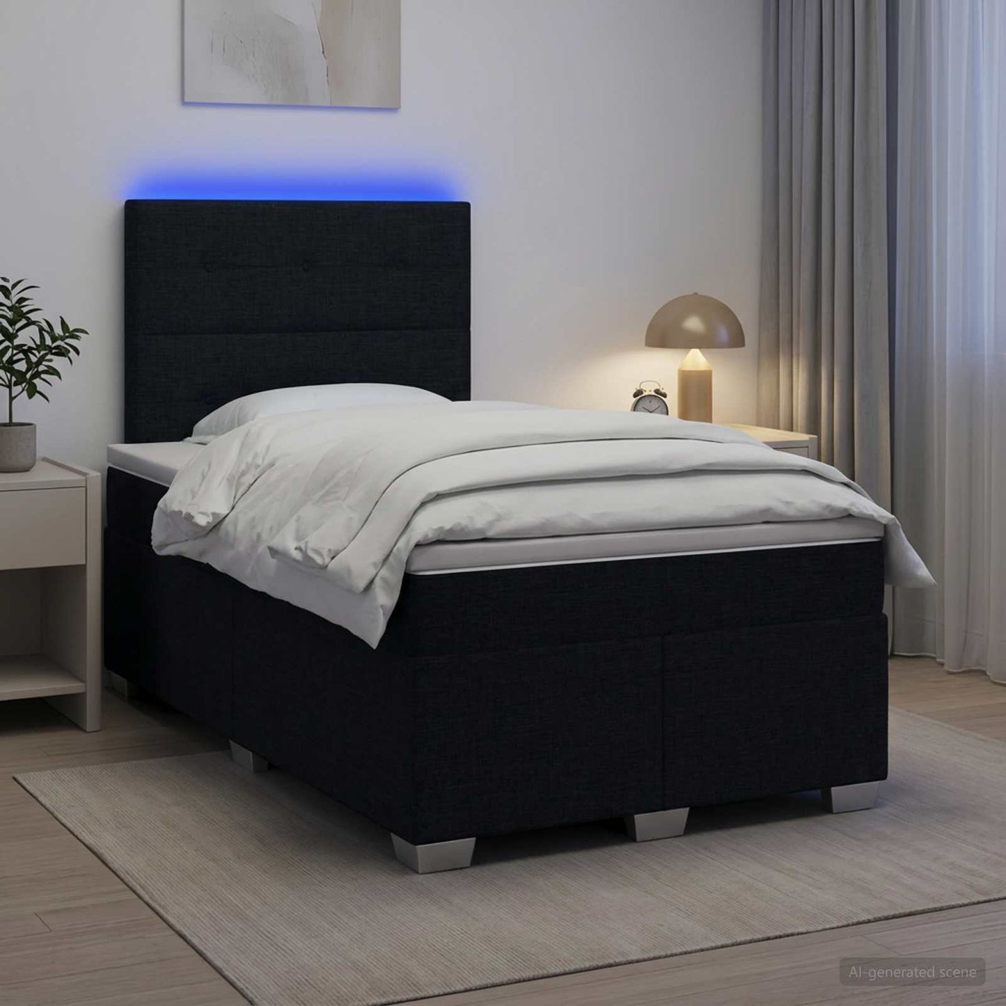 Boxspringbett mit Matratze Schwarz 120 x 190 cm Stoff