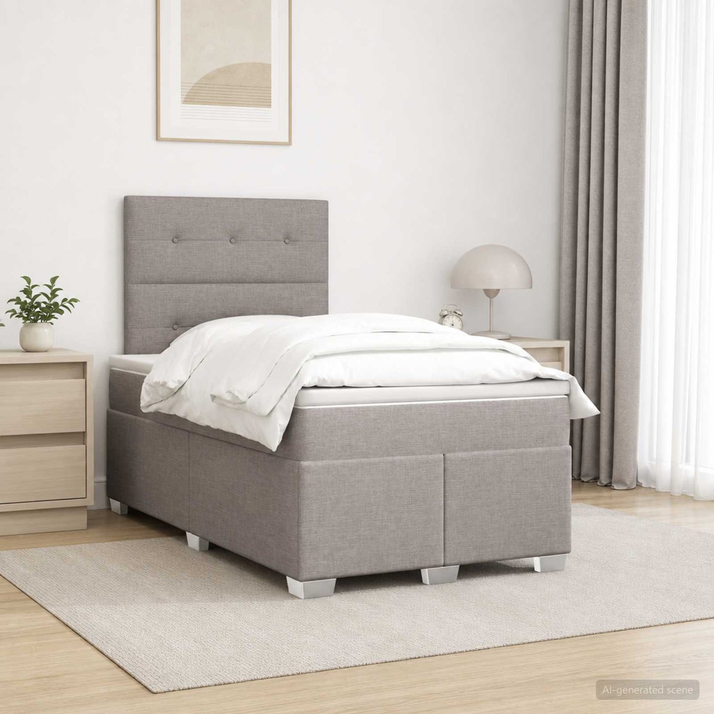 Boxspringbett mit Matratze Taupe 120 x 190 cm Stoff