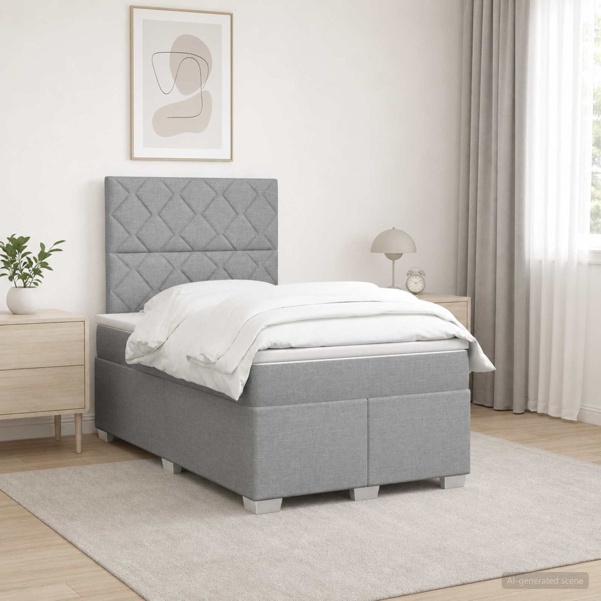 Boxspringbett mit Matratze Hellgrau 120 x 200 cm Stoff