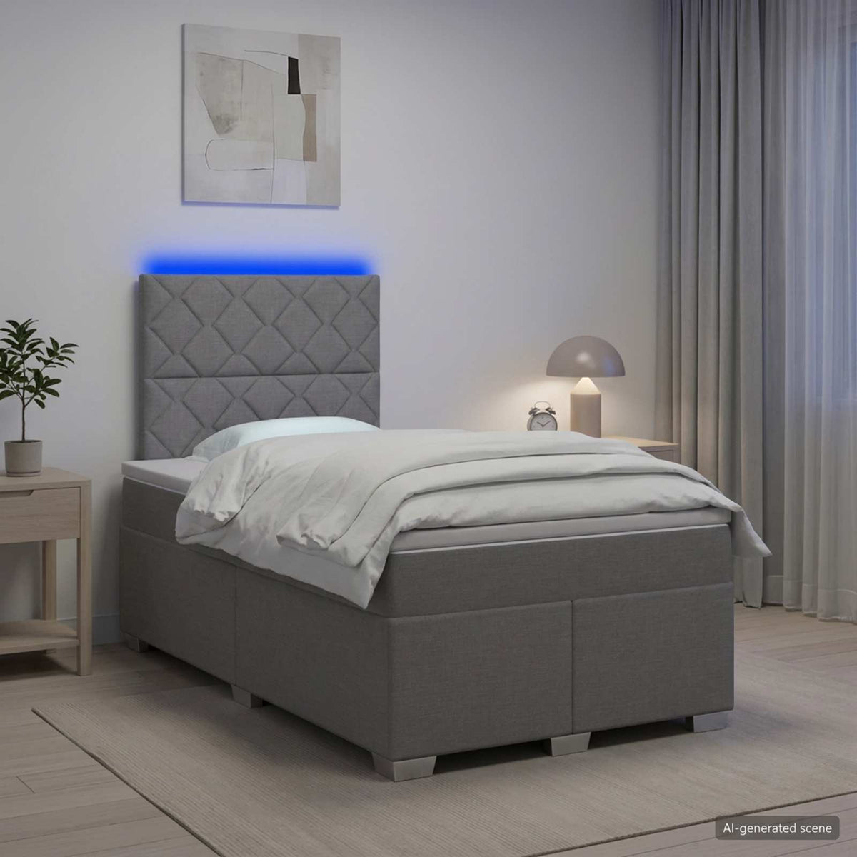 Boxspringbett mit Matratze Hellgrau 120 x 200 cm Stoff
