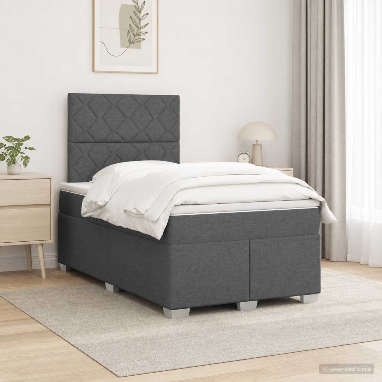 Boxspringbett mit Matratze Dunkelgrau 120 x 190 cm Stoff