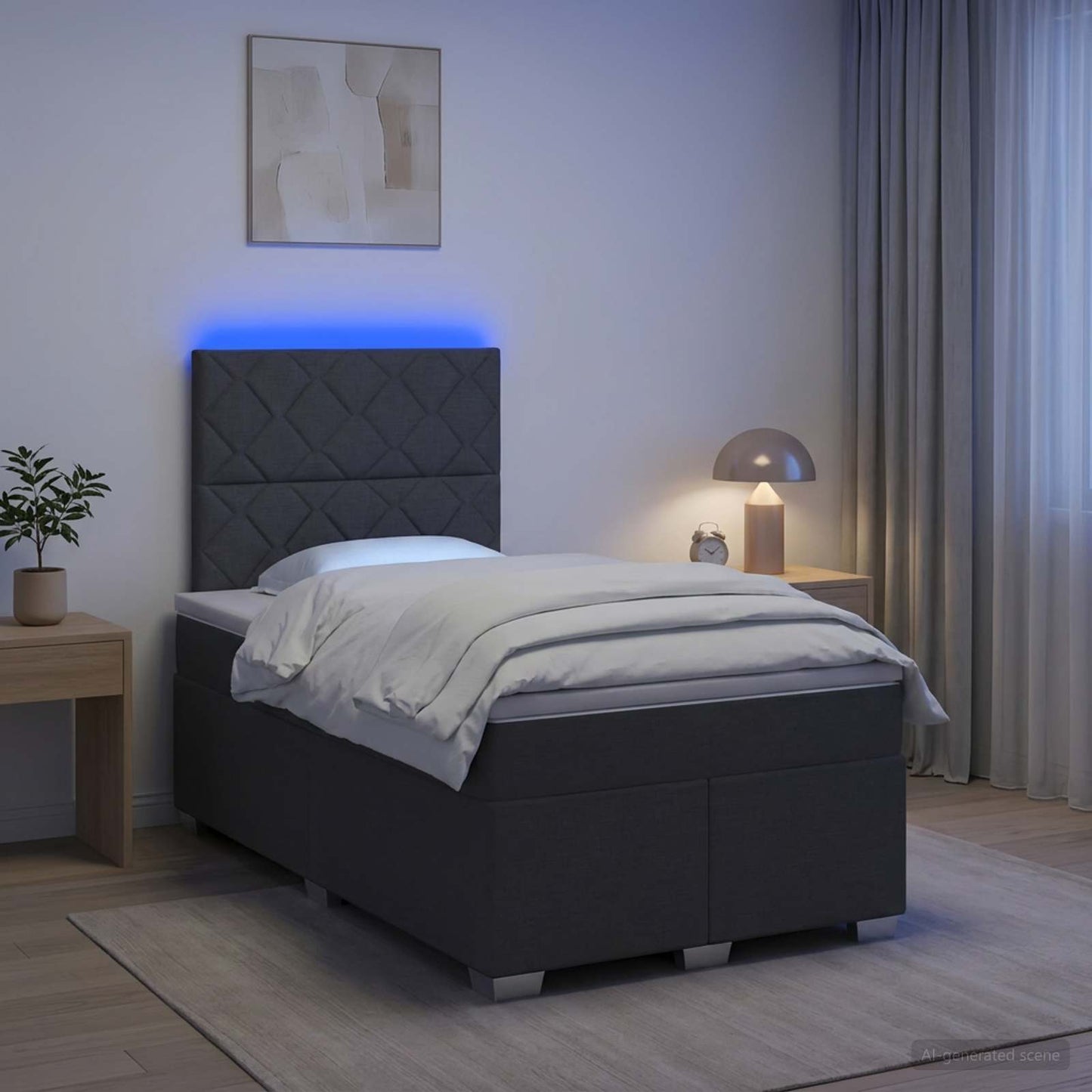 Boxspringbett mit Matratze Dunkelgrau 120 x 190 cm Stoff