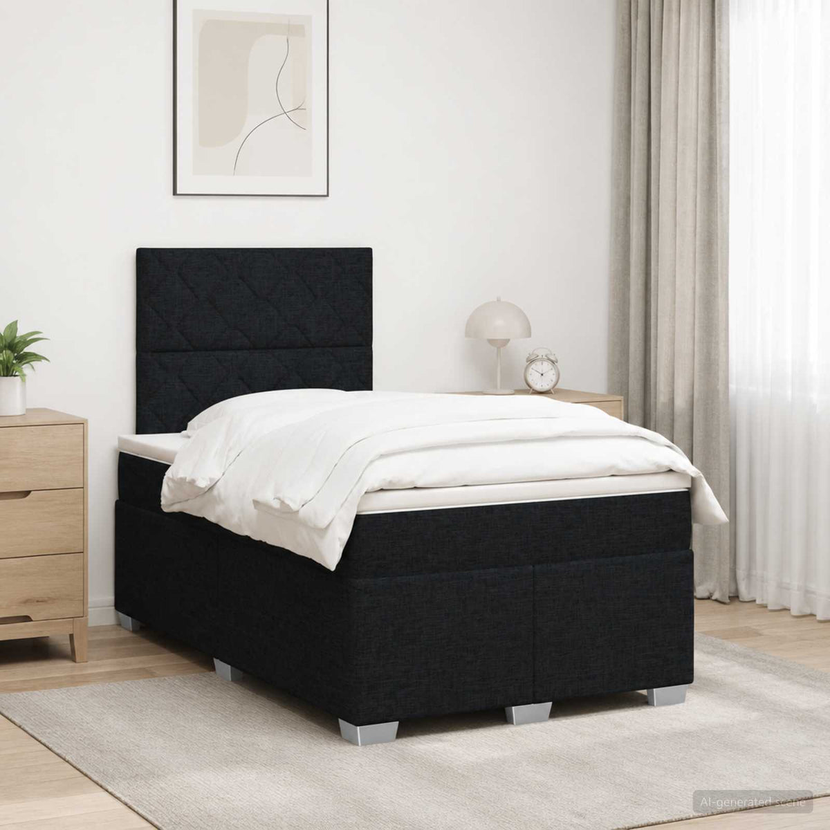 Boxspringbett mit Matratze Schwarz 120 x 200 cm Stoff