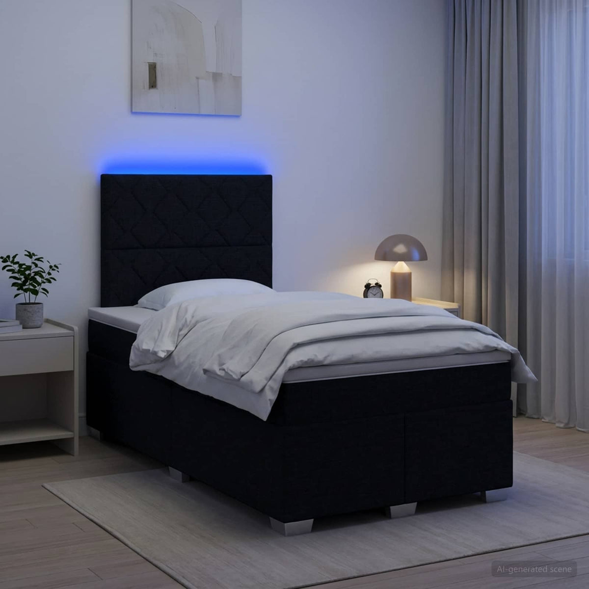 Boxspringbett mit Matratze Schwarz 120 x 200 cm Stoff