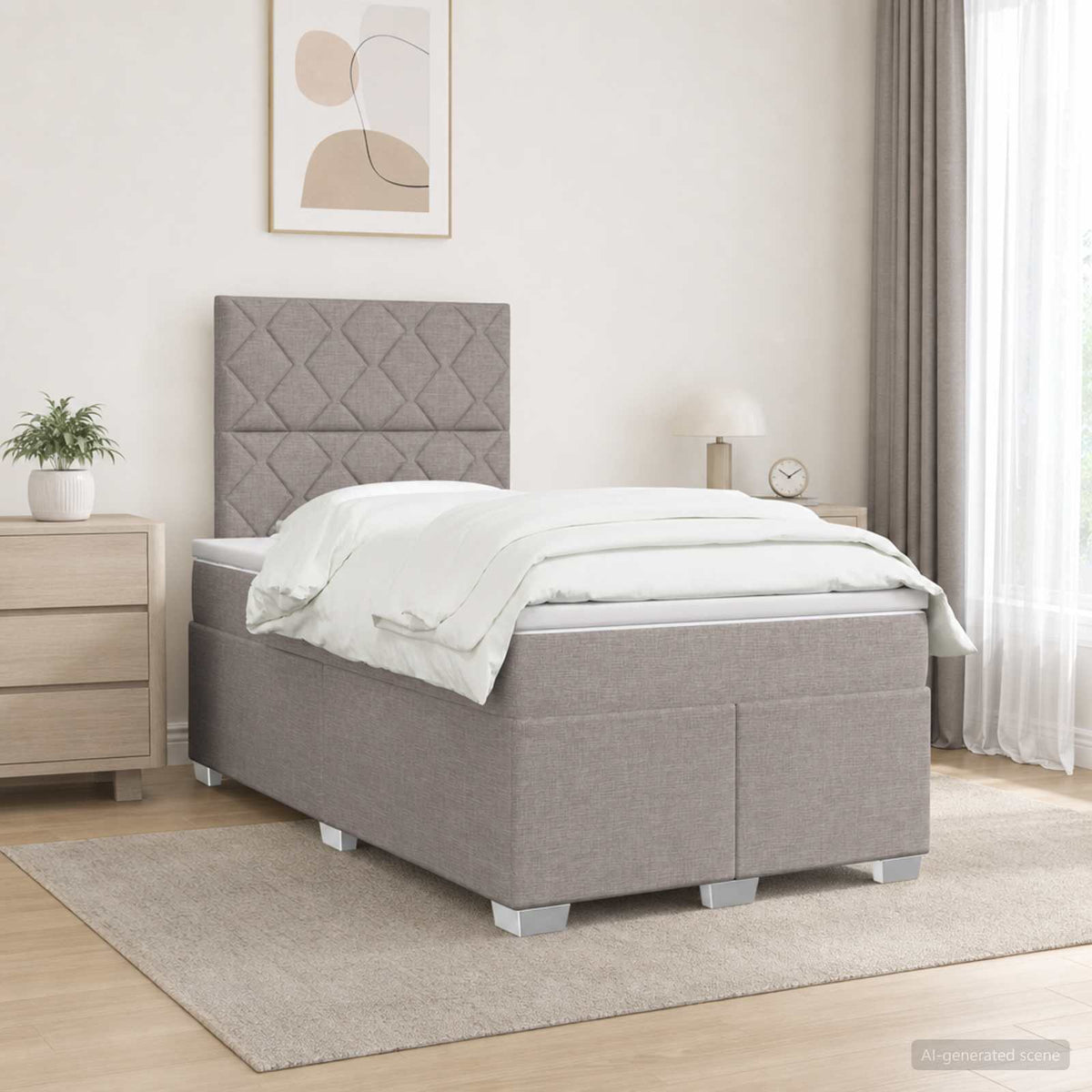 Boxspringbett mit Matratze Taupe 120 x 190 cm Stoff