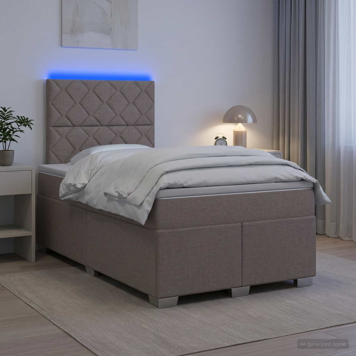 Boxspringbett mit Matratze Taupe 120 x 190 cm Stoff