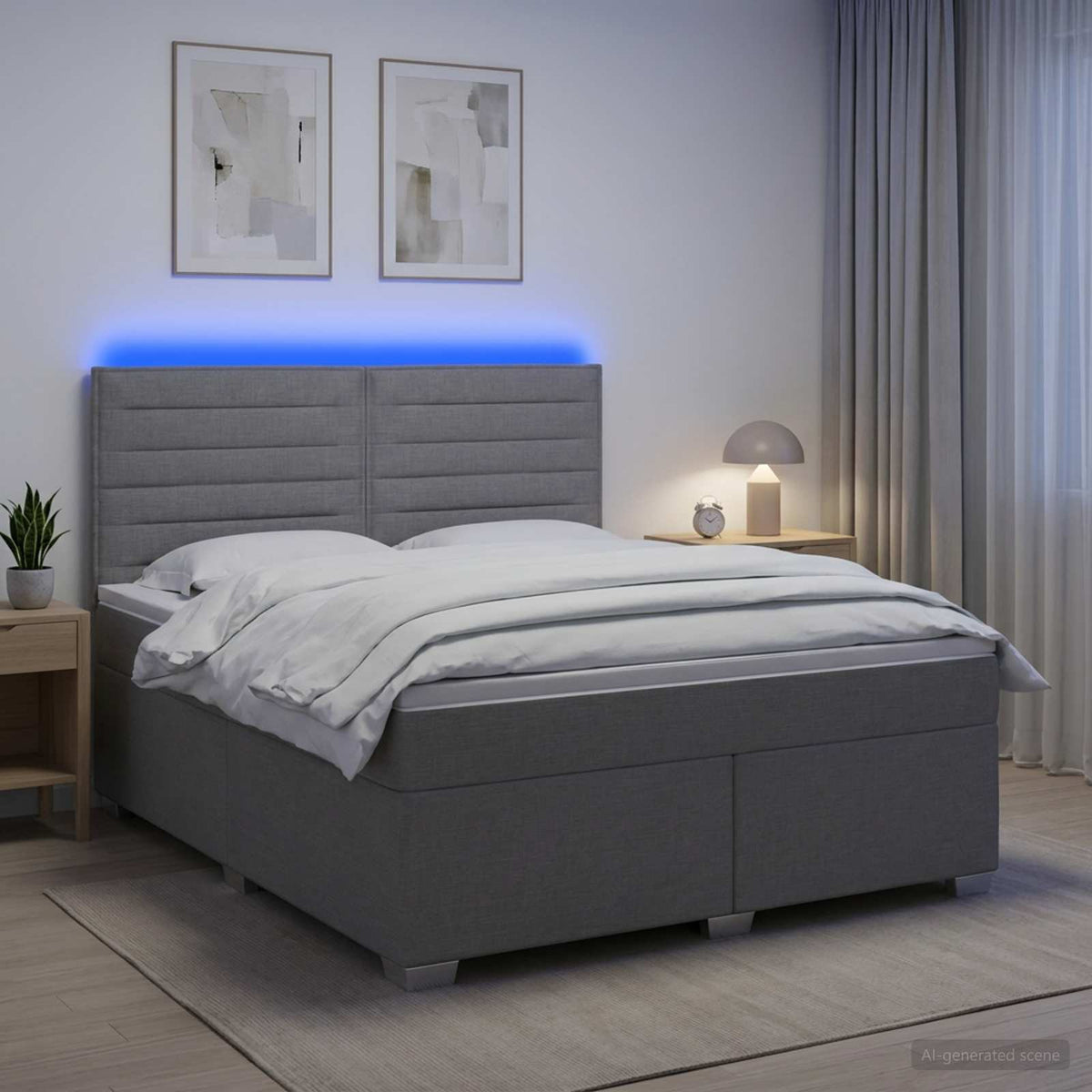 Boxspringbett mit Matratze Hellgrau 140 x 190 cm Stoff