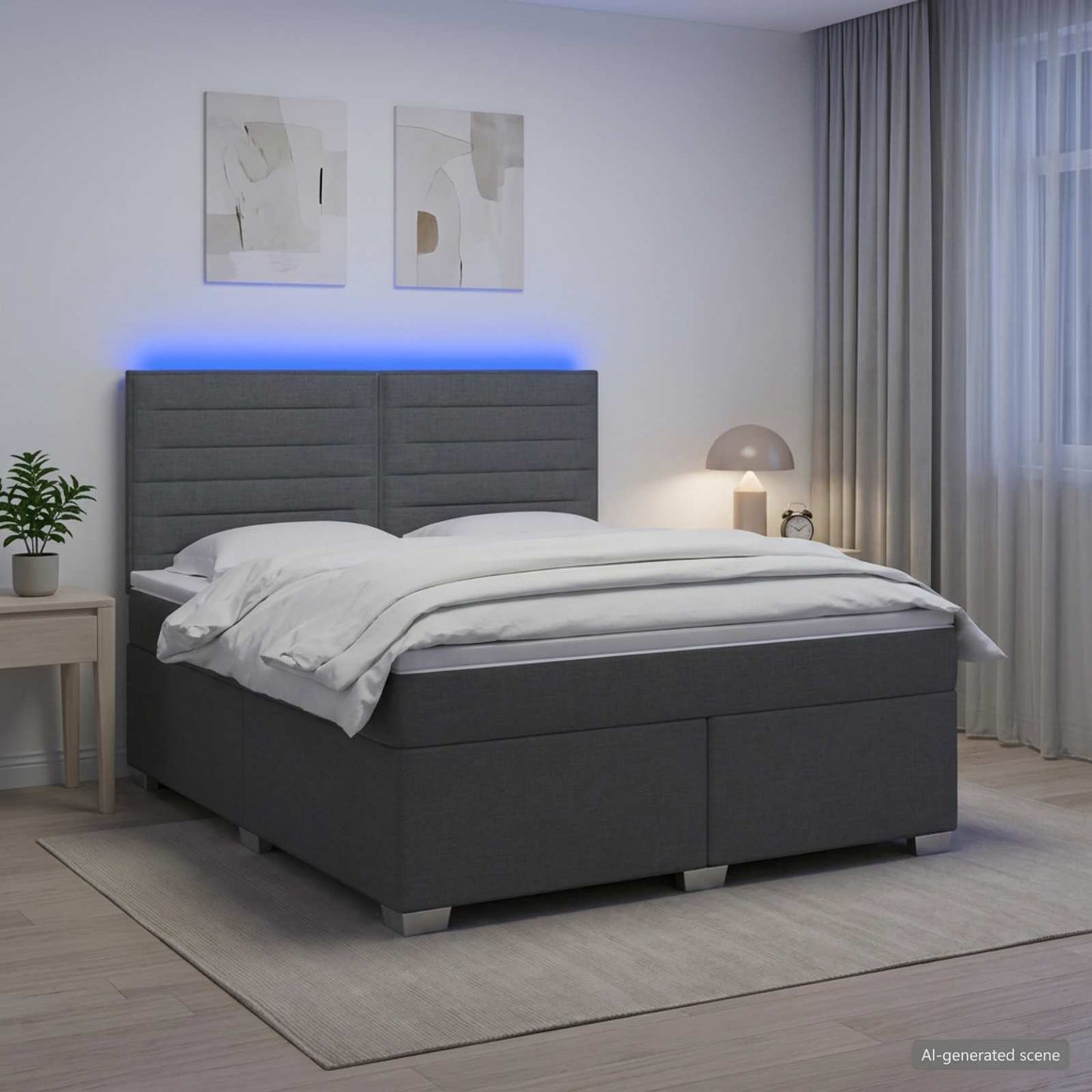 Boxspringbett mit Matratze Dunkelgrau 140 x 190 cm Stoff