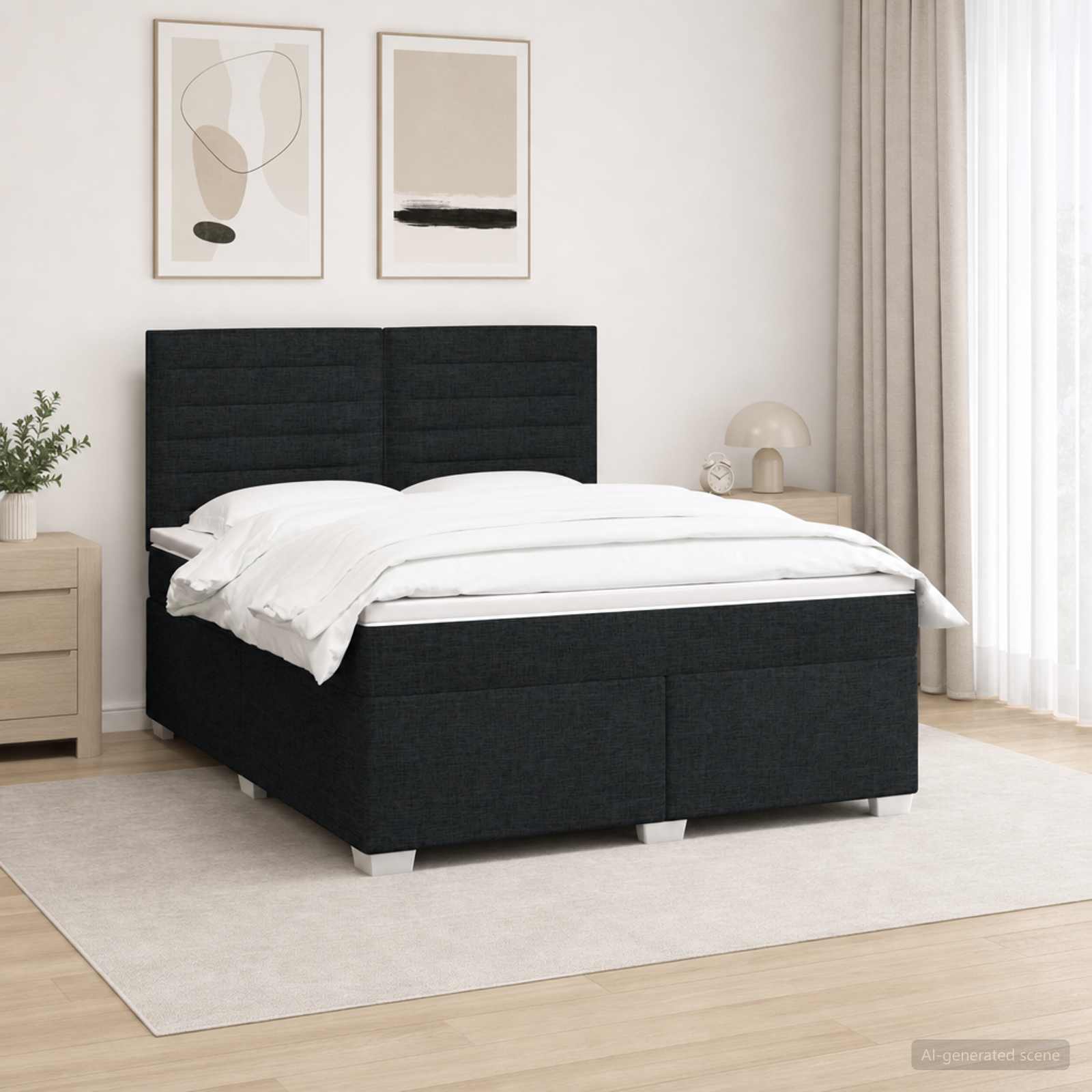 Boxspringbett mit Matratze Schwarz 140 x 200 cm Stoff