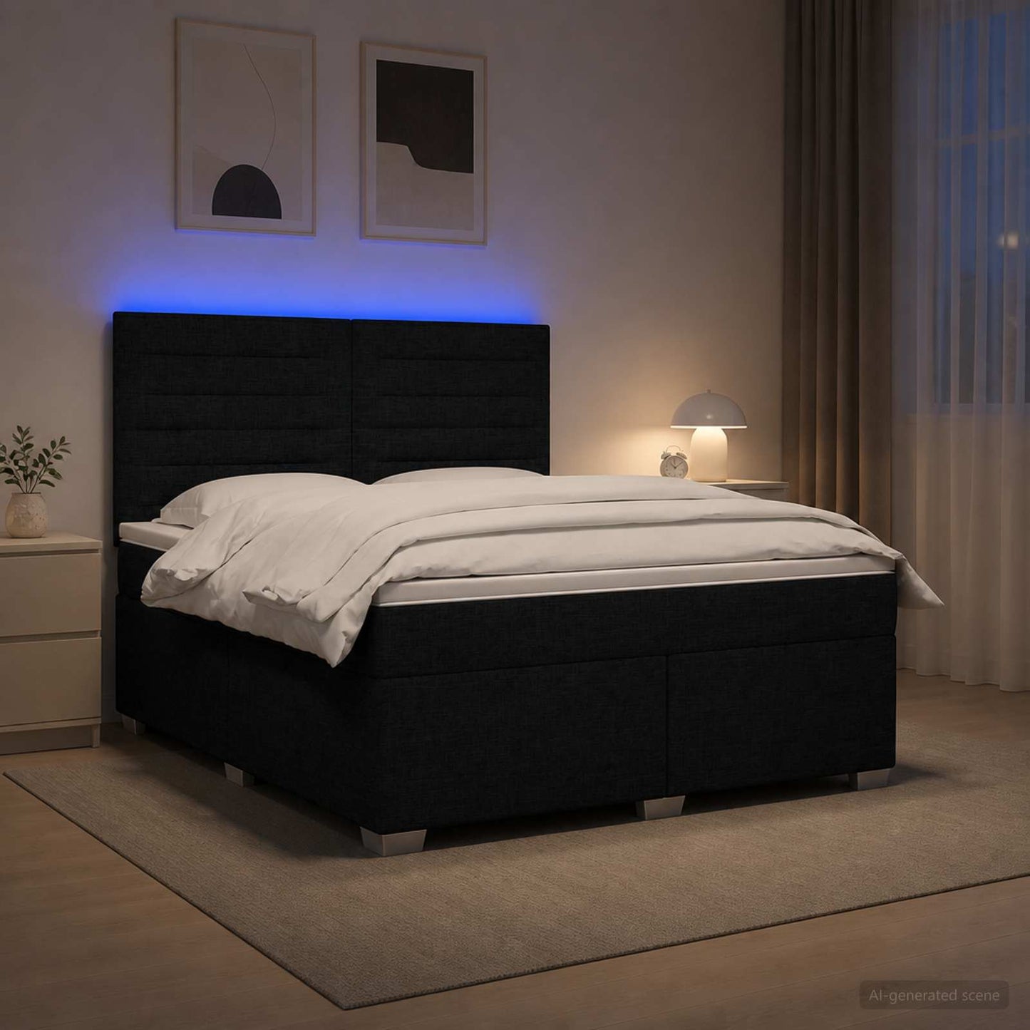 Boxspringbett mit Matratze Schwarz 140 x 200 cm Stoff