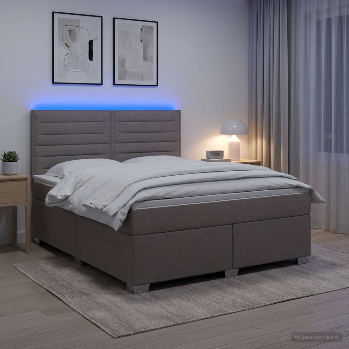 Boxspringbett mit Matratze Taupe 140 x 190 cm Stoff