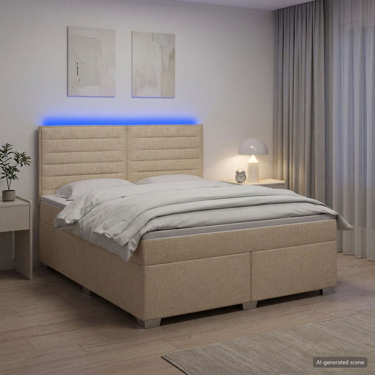 Boxspringbett mit Matratze Creme 160 x 200 cm Stoff