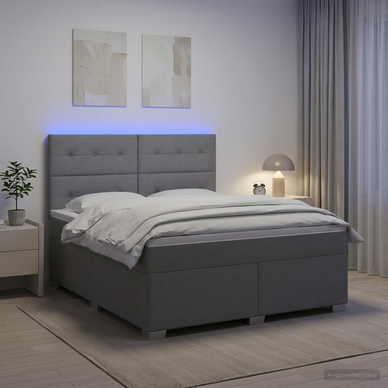 Boxspringbett mit Matratze Hellgrau 140 x 190 cm Stoff