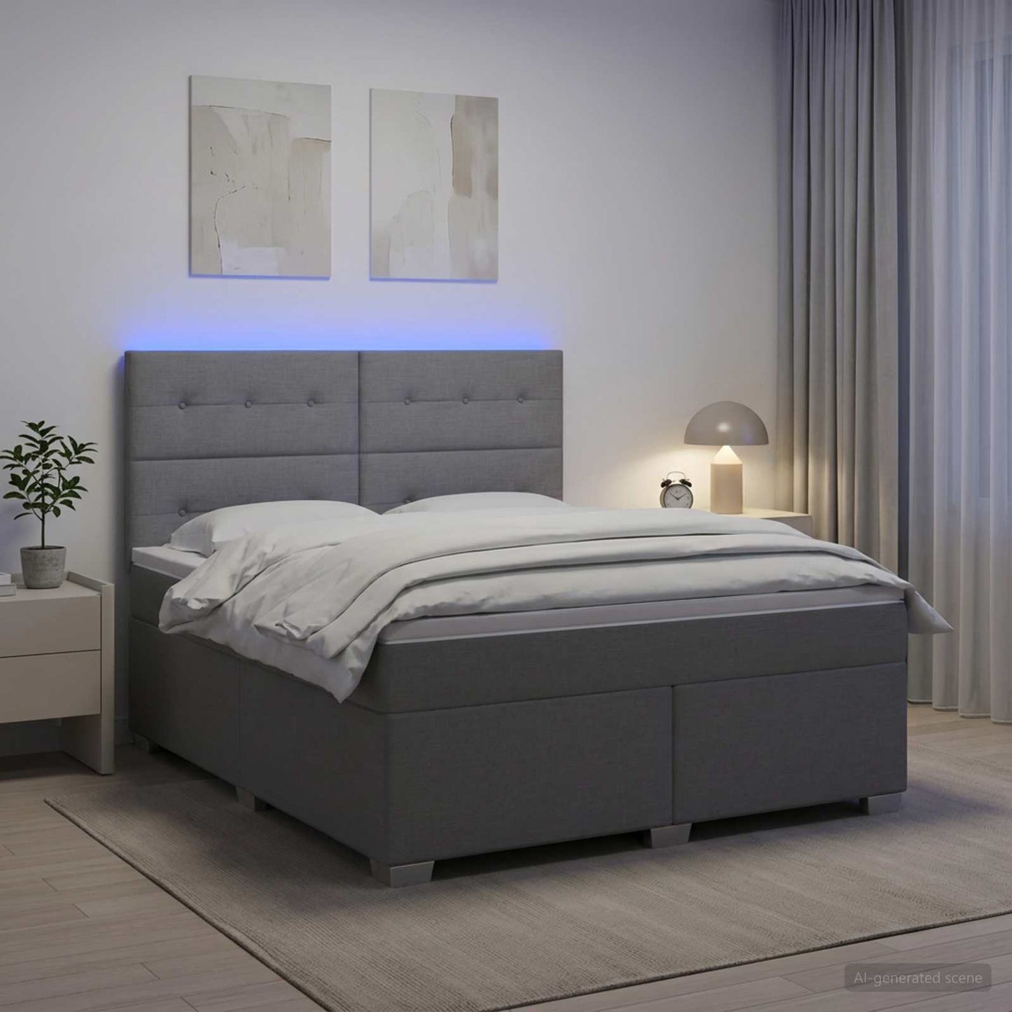 Boxspringbett mit Matratze Hellgrau 140 x 200 cm Stoff
