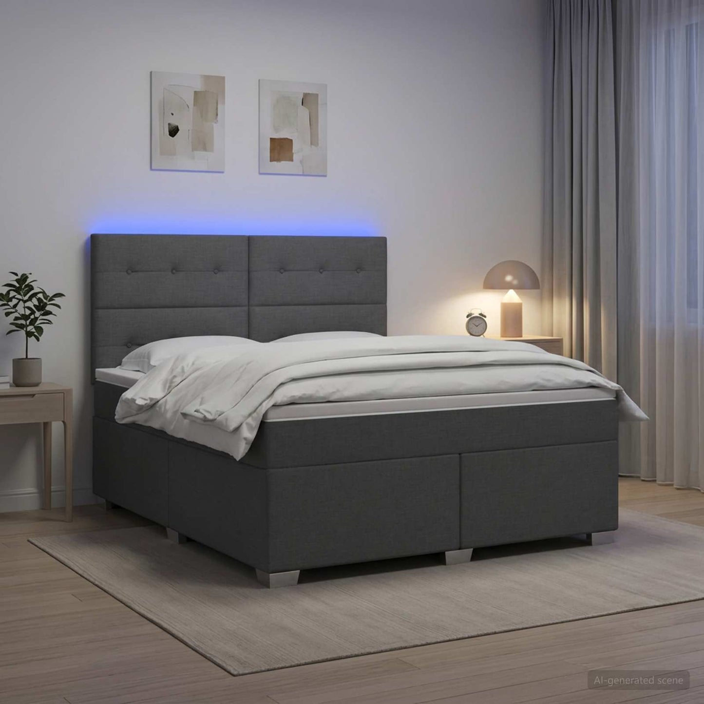 Boxspringbett mit Matratze Dunkelgrau 140 x 190 cm Stoff