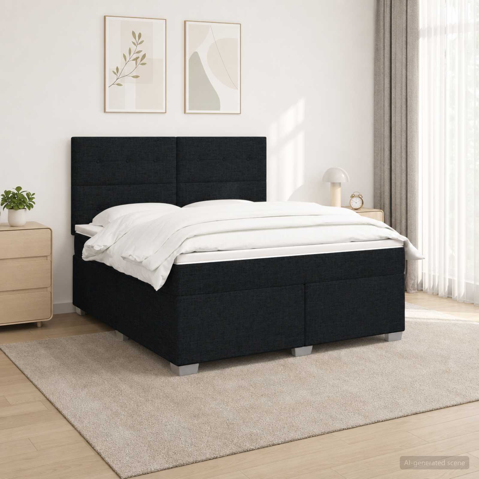 Boxspringbett mit Matratze Schwarz 140 x 190 cm Stoff