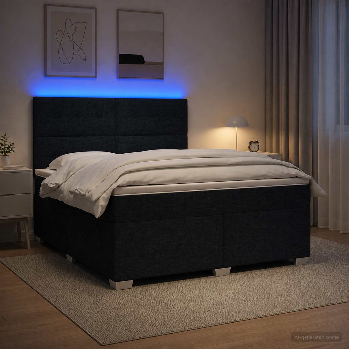 Boxspringbett mit Matratze Schwarz 140 x 200 cm Stoff