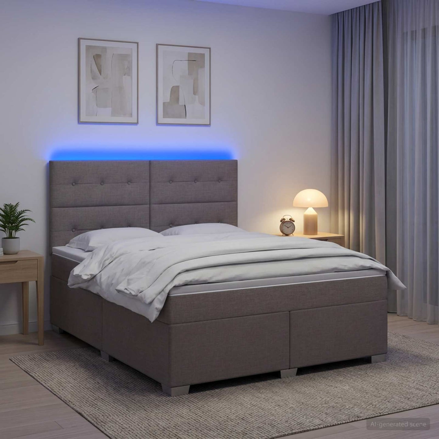 Boxspringbett mit Matratze Taupe 140 x 190 cm Stoff