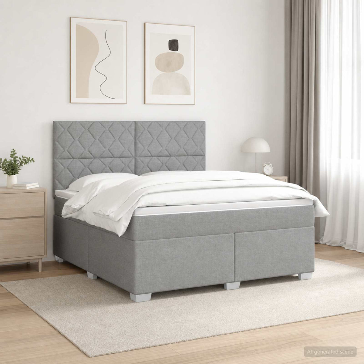 Boxspringbett mit Matratze Hellgrau 160 x 200 cm Stoff