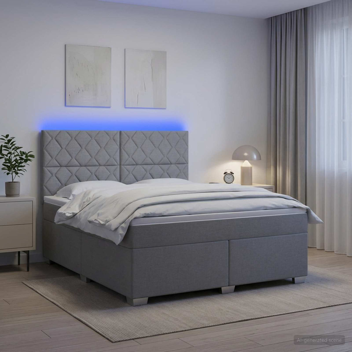 Boxspringbett mit Matratze Hellgrau 160 x 200 cm Stoff